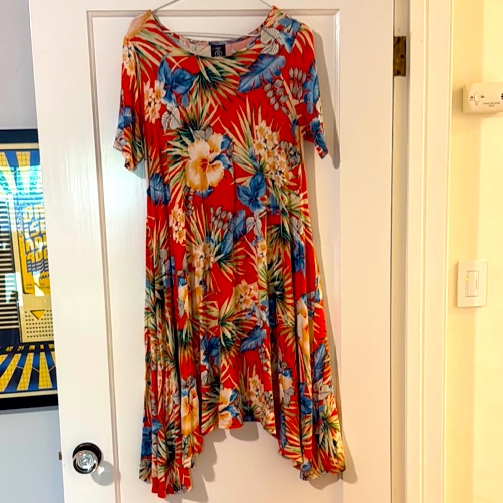 Agnes & Dora Asymmetrical Orange & Blue Sundress